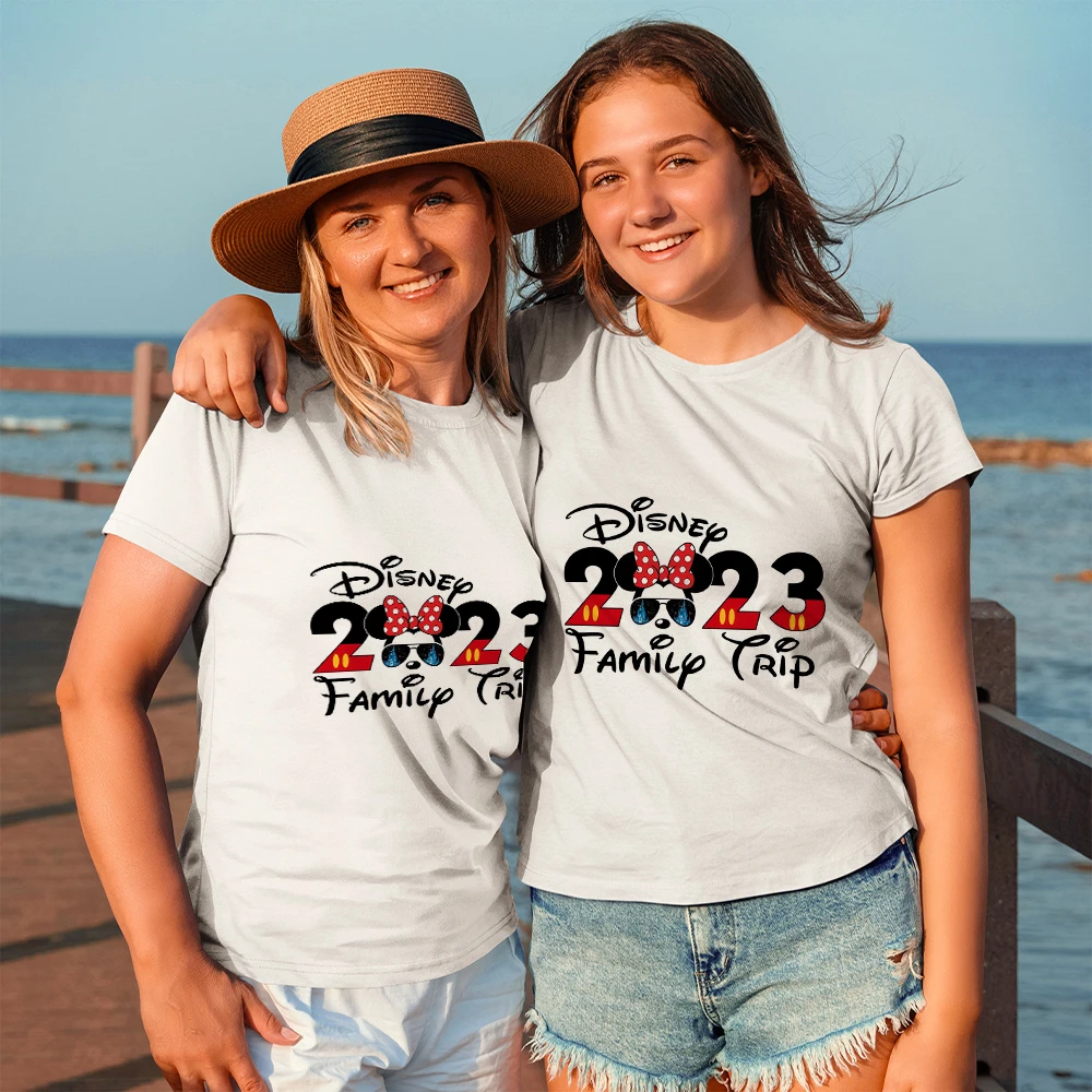 

Disney Minnie Mouse 2023 Family Trip T Shirt Women Fashion Street Casual Tops Short Sleeve Camiseta De Mujer Spain Hot Sale