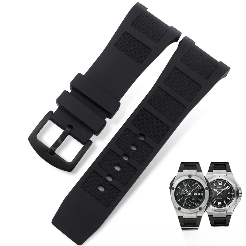Черный силиконовый ремешок для часов Iwc инженер 322503 323601 30x16 мм специальный