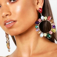fashion exaggerated geometric earrings ladies punk temperament personality metal diamond pendant earrings fashion jewelry gifts