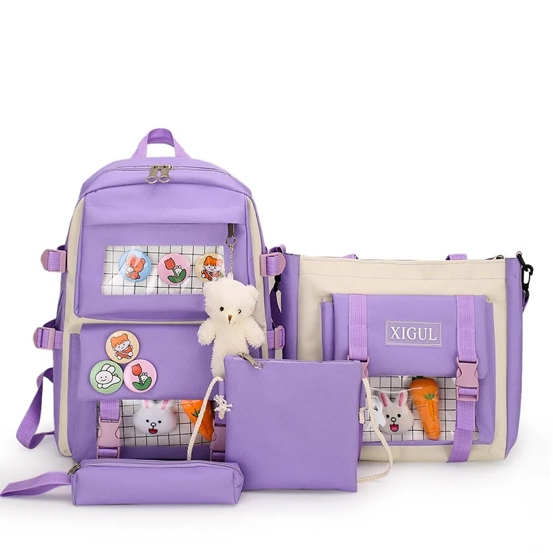 

Women Backpack Cartoon Student Girl School Bag Multi-piece set Female Backpack Cute High Capacity School Bags For Girls