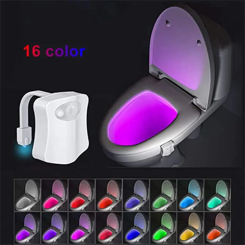 16color Smart PIR Motion Sensor Toilet Seat Night Light Waterproof Backlight For Toilet Bowl LED Luminaria Lamp WC Toilet Light