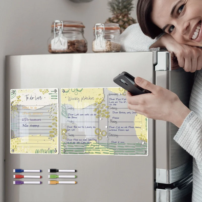 

Tyu081 Three-Dimensional Magnetic Transparent Acrylic Weekly Plan Note Message Board Erasable Magnetic Refridgerator Magnets