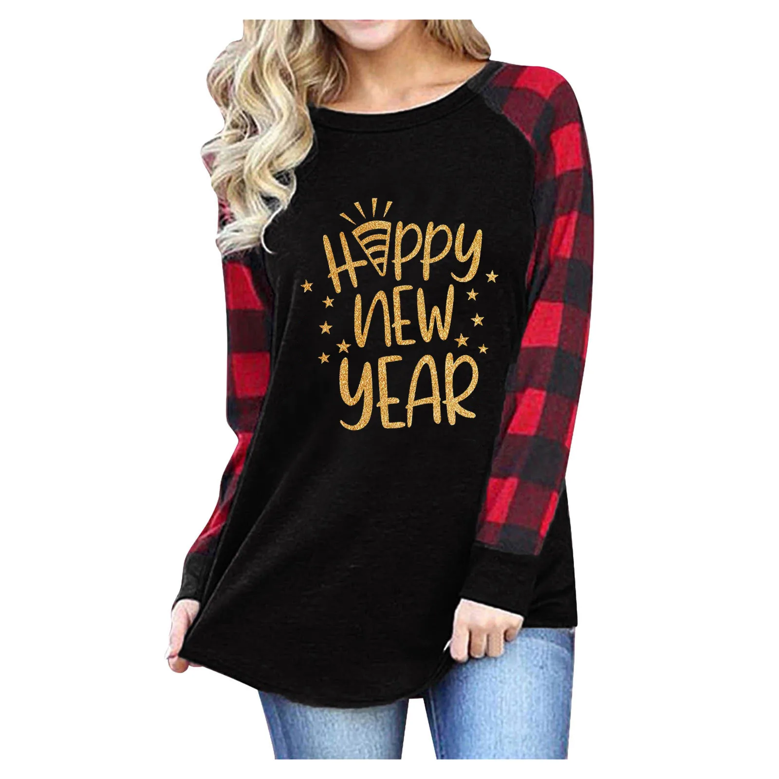 

Женская футболка с круглым вырезом, с длинным рукавом