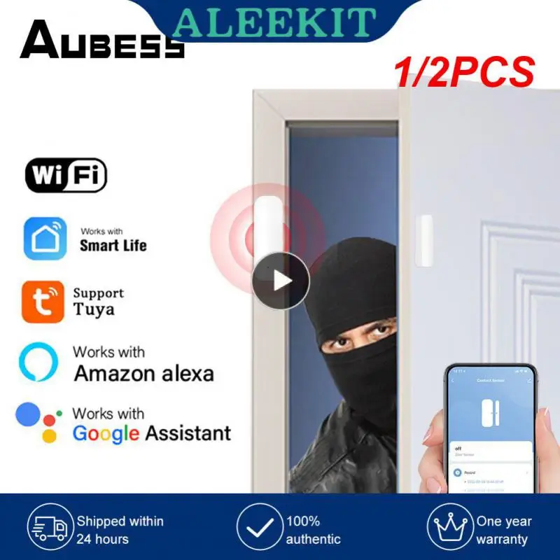 

1/2 шт. смарт-датчик двери Tuya Wi-Fi, детекторы открывания/закрытия дверей для умного дома, датчик окон SmartLife, работает с домом