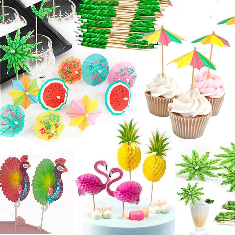 

Картонные коктейльные палочки с фламинго и ананасами Ataozhekou