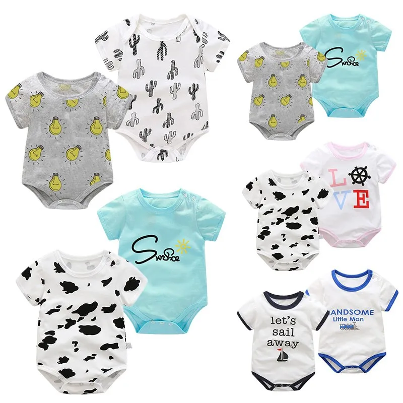 

Store Fans Gift 2022 Cotton Baby Girls Clothes Summer Newborn Bodysuits 0-24m Short Sleeve Cartoon Infants For Boys 2pcs/1lot