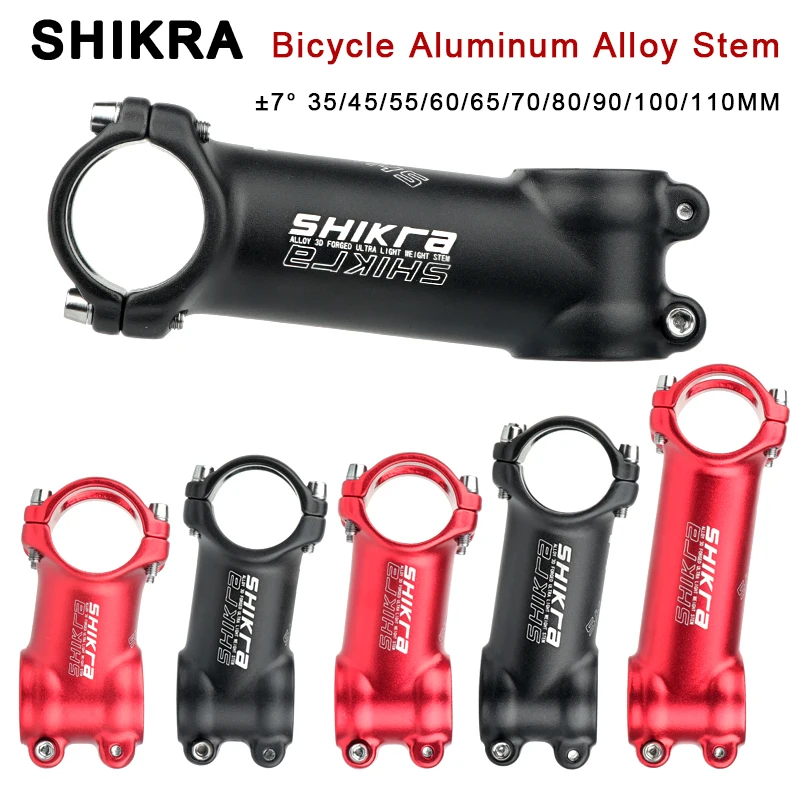 

SHIKRA Bicycle Ultralight Stem MTB Short Power Road Bike 7 Degree Handlebar 80mm Stem 31.8mm 35/45/55/60//65/70/80/90/100/110MM