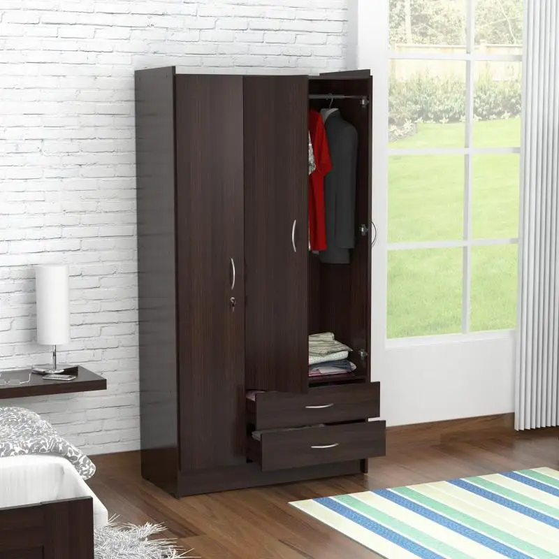 

3-Door Wardrobe, Espresso Wood
