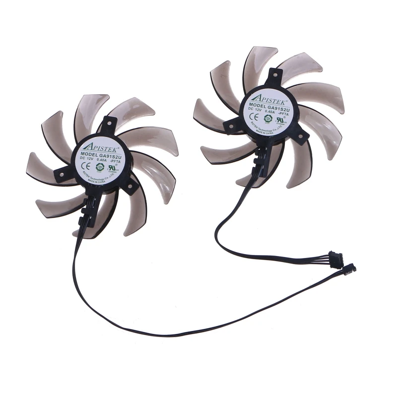 

2PCS 85MM GA91S2U VGA Fan Graphics Card Cooling Fan for GTX 1660 1660Ti RTX2060 RTX2070 PNY Palit 4Pin 12V 0.4A Fan