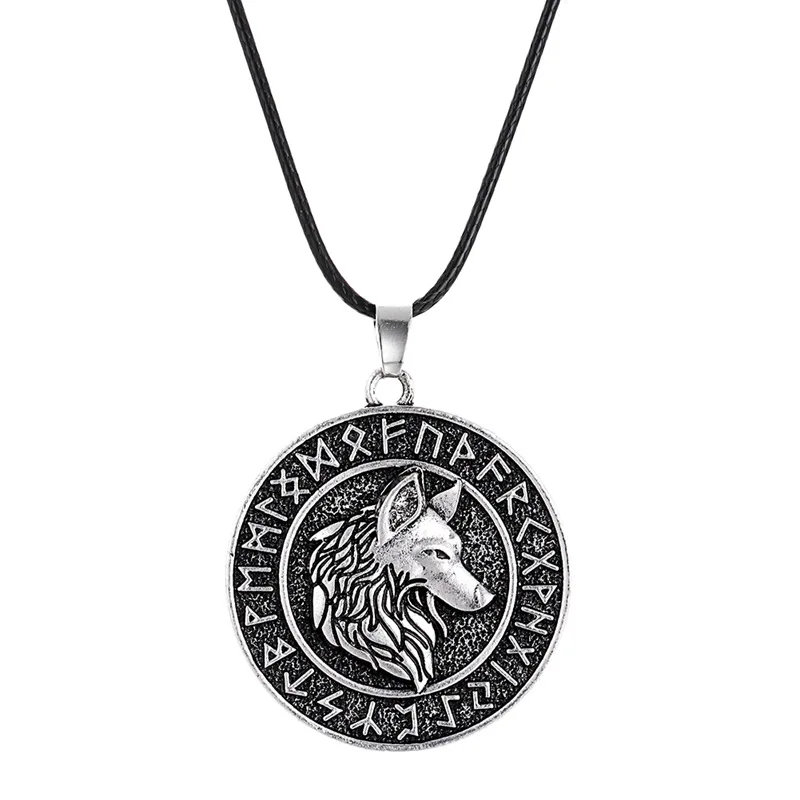 

Nordic Viking Pirate Odin Mount Celtic Wolf Necklace Navin Pendant for Men Retro Rune Punk Necklaces Male Jewelry Wholesale