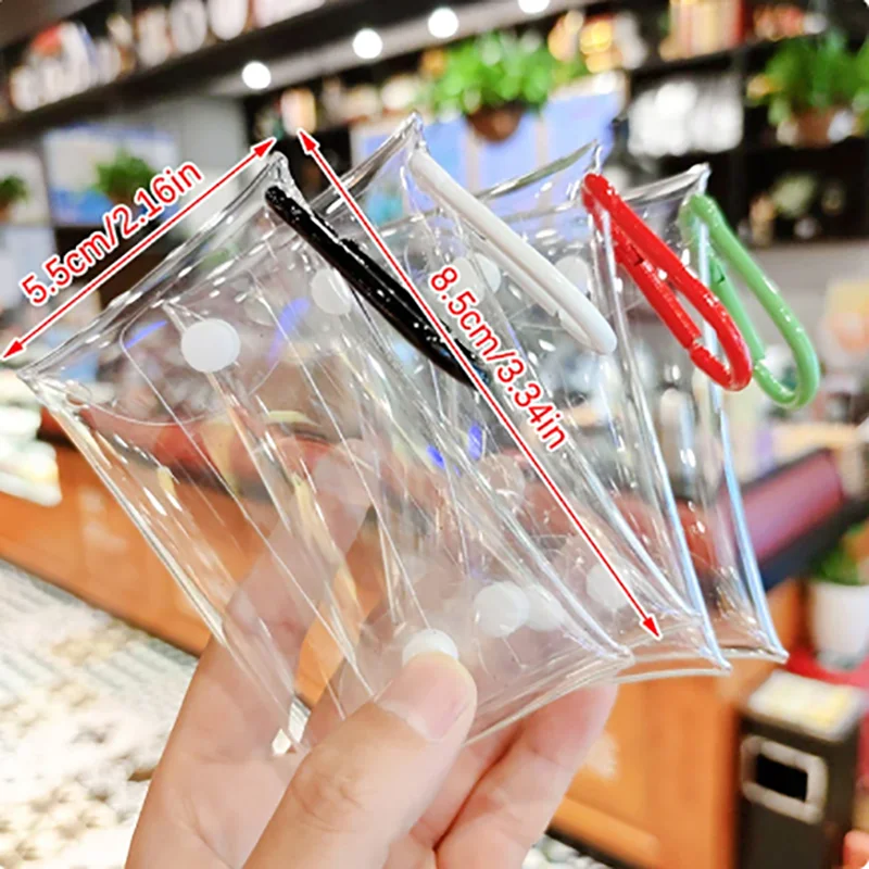 

Small Transparent Keychain Coin Purse Pvc Clear Mini Female Key Lipstick Earphone Anime Doll Display Storage Bags Wallet Pouch