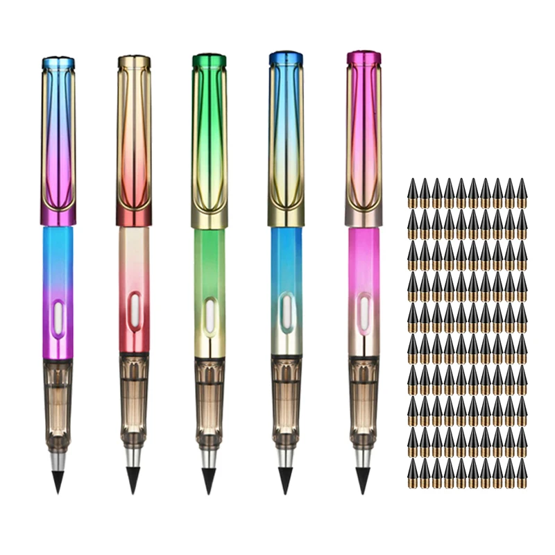 

100Pcs Eternal Pencil+200Pcs Pencil Tips Infinity Pencil No Ink Unlimited Writing Art Eternal Pencils