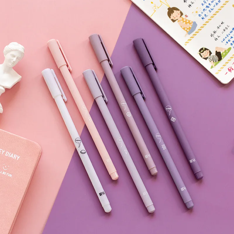 

6Pcs/Set Cute Simple Small Fresh Gel Pen Quick Drying Cap Neutral Pen Bullet Diary School Office Stationery