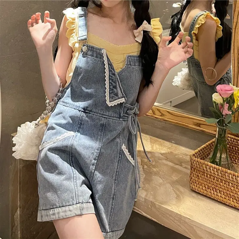 2023 синие джинсовые шорты для женщин комбинезон девочек брюки комбинезоны
