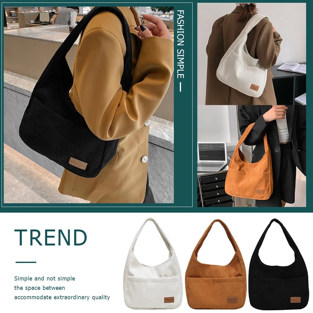 

Fashion Shoulder Handbags Vintage Casual Corduroy Top-handle Bag Small Portable Clutch Handbag for Travel Shopping