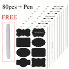 Стираемая доска 80 шт.компл., наклейка для рукоделия, кухни, банок, органайзера, этикетки, доска с мелом, наклейка из ПВХ, черная доска 4x6 см