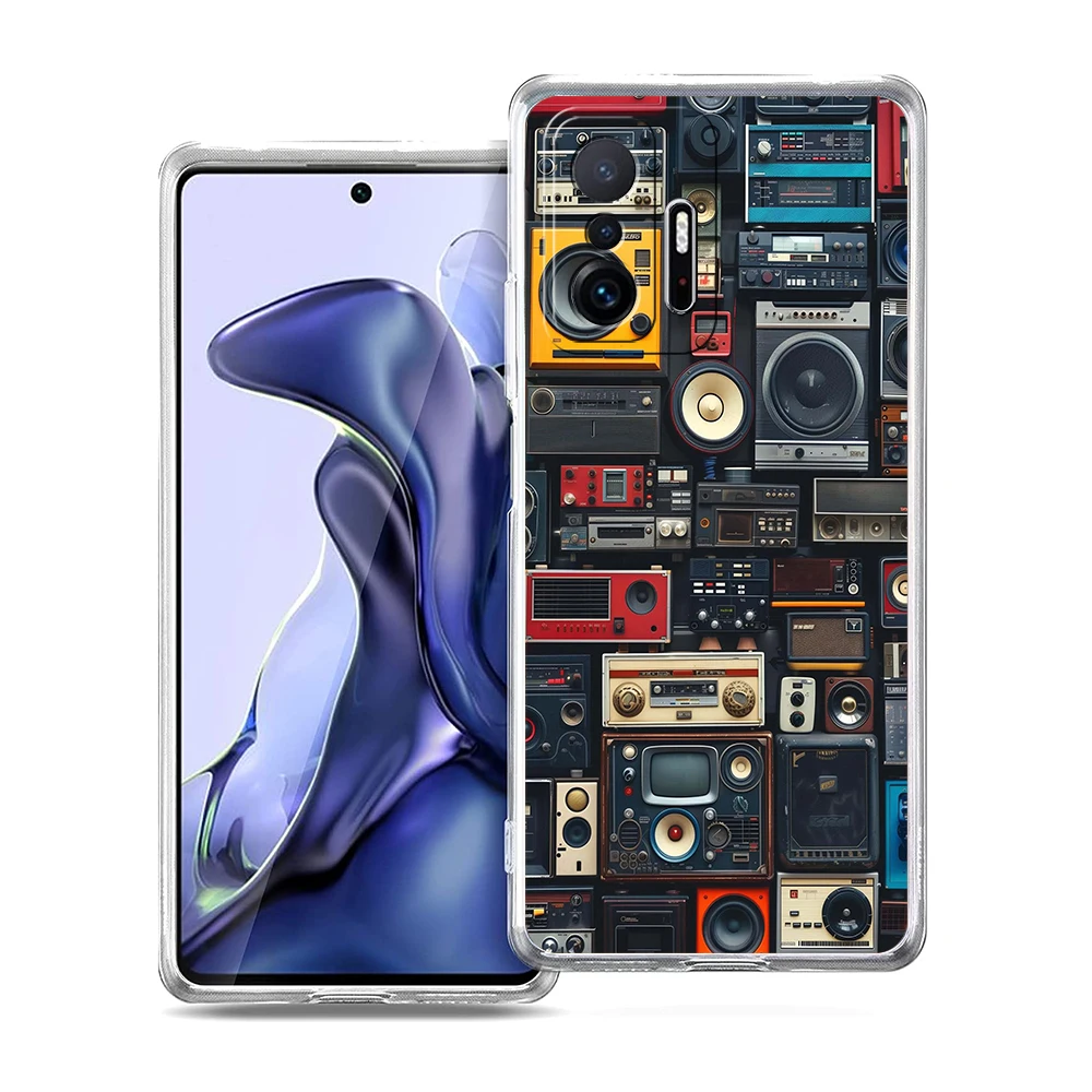 Фото Прозрачный чехол для телефона Xiaomi Mi 14 13 12 11 Ultra 13T 12T 11T Poco X3 NFC F3 F6 Pro 5G Мягкий ТПУ Ретро Радио Графический узор №2