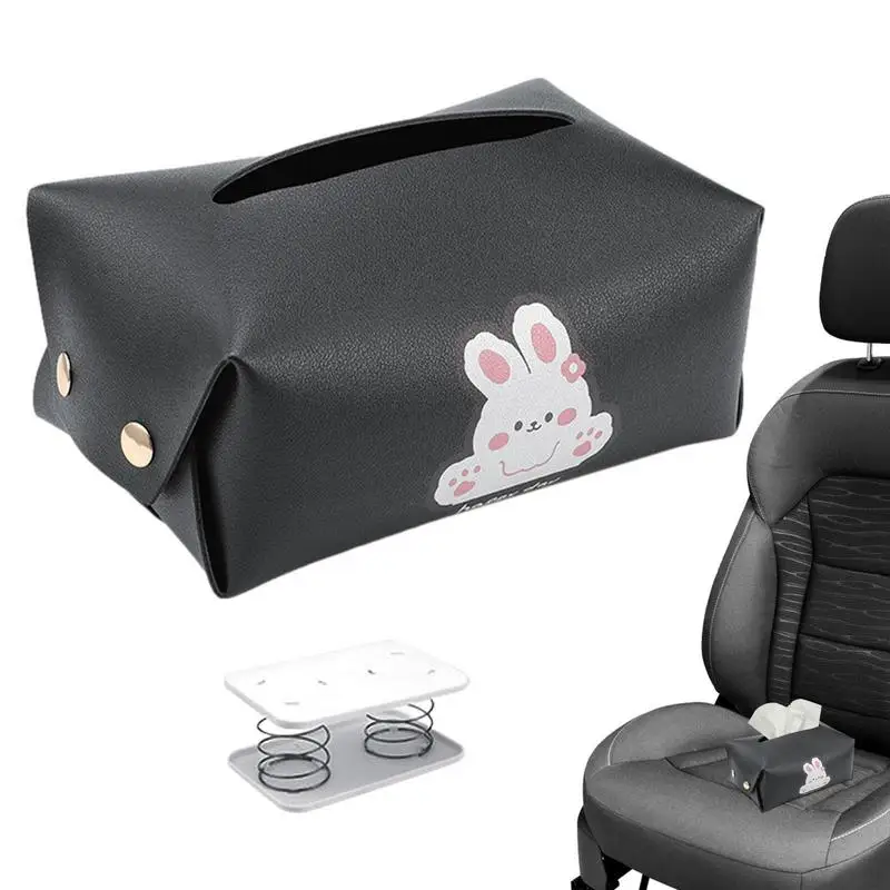 

Car Tissue Box Holder PU Leather Tissue Case Cover Headrest Tissue Dispenser Universal Automotive Car Tissue Box With Elastic