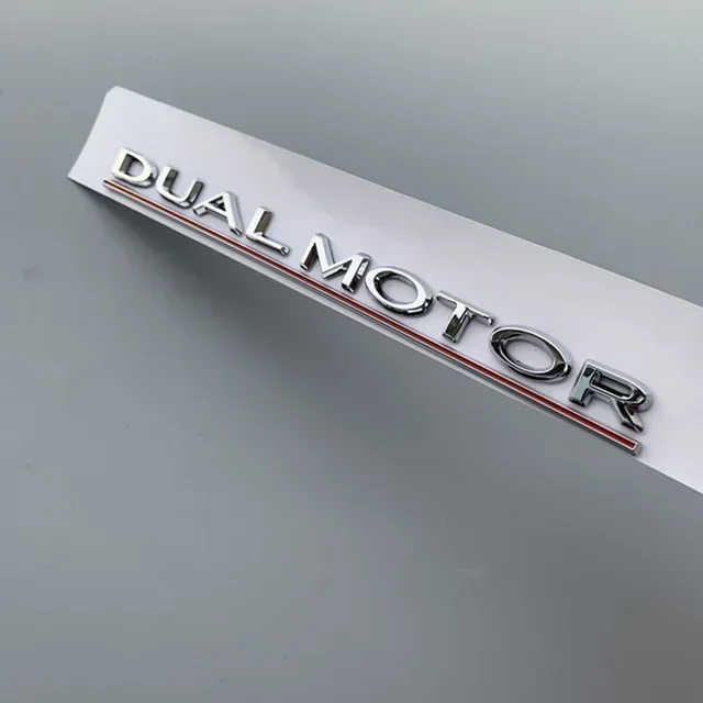 

Эмблема с буквами подкладки DUAL MOTOR для Tesla Model 3, Стайлинг автомобиля, ремонт, высокопроизводительная наклейка на багажник, хромированный черный цвет