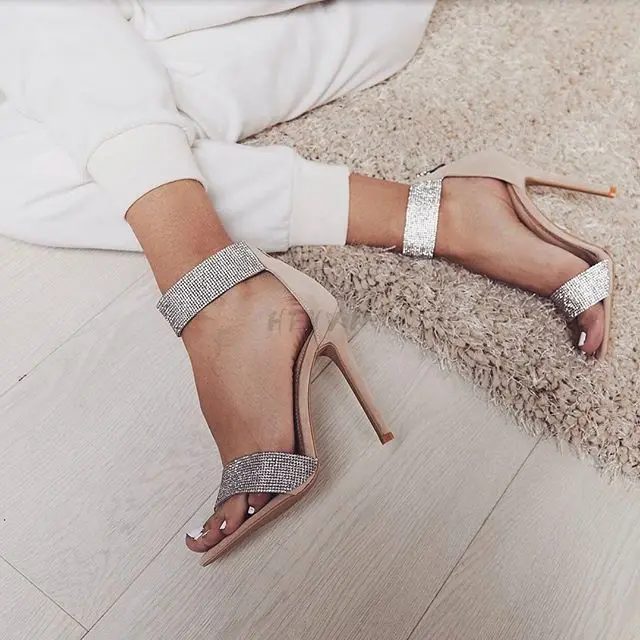 

2022 Summer Women Fashion Dancing High Heels Wedding Shoes Sexy Pump Female Cover Heel Party T-stage Transparent Crystal Sandals