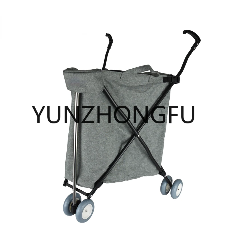 

Old people buy food shopping cart trolley collapsible pull rod car seat portable trailer