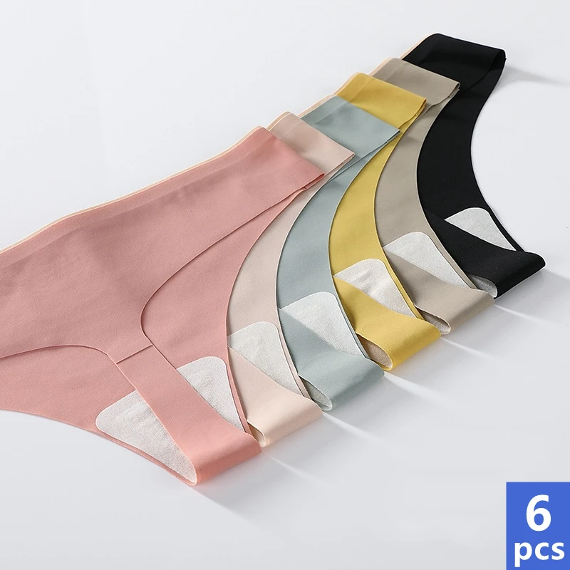 6 шт. женские антибактериальные бесшовные трусики-танга из шелка тутового