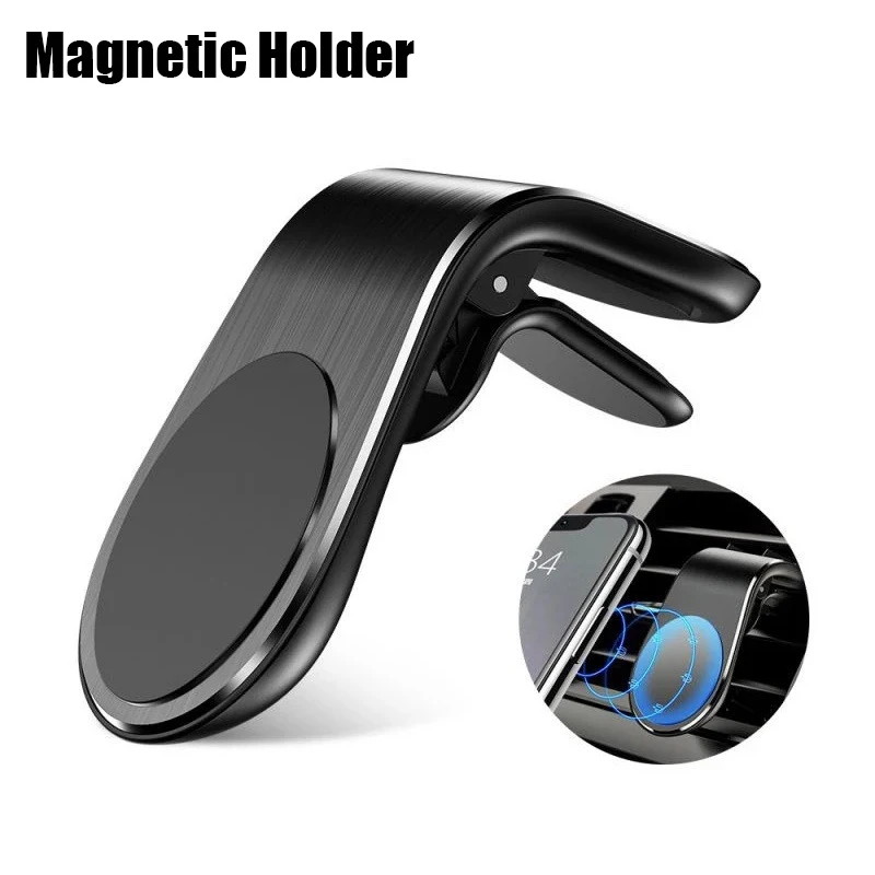 

L Type Car Phone Holder 360 Degree Rotation Car Smart Phones Bracket GPS Air Vent Magnetic Stand For iPhone 13 Xiaomi 11 Huawei