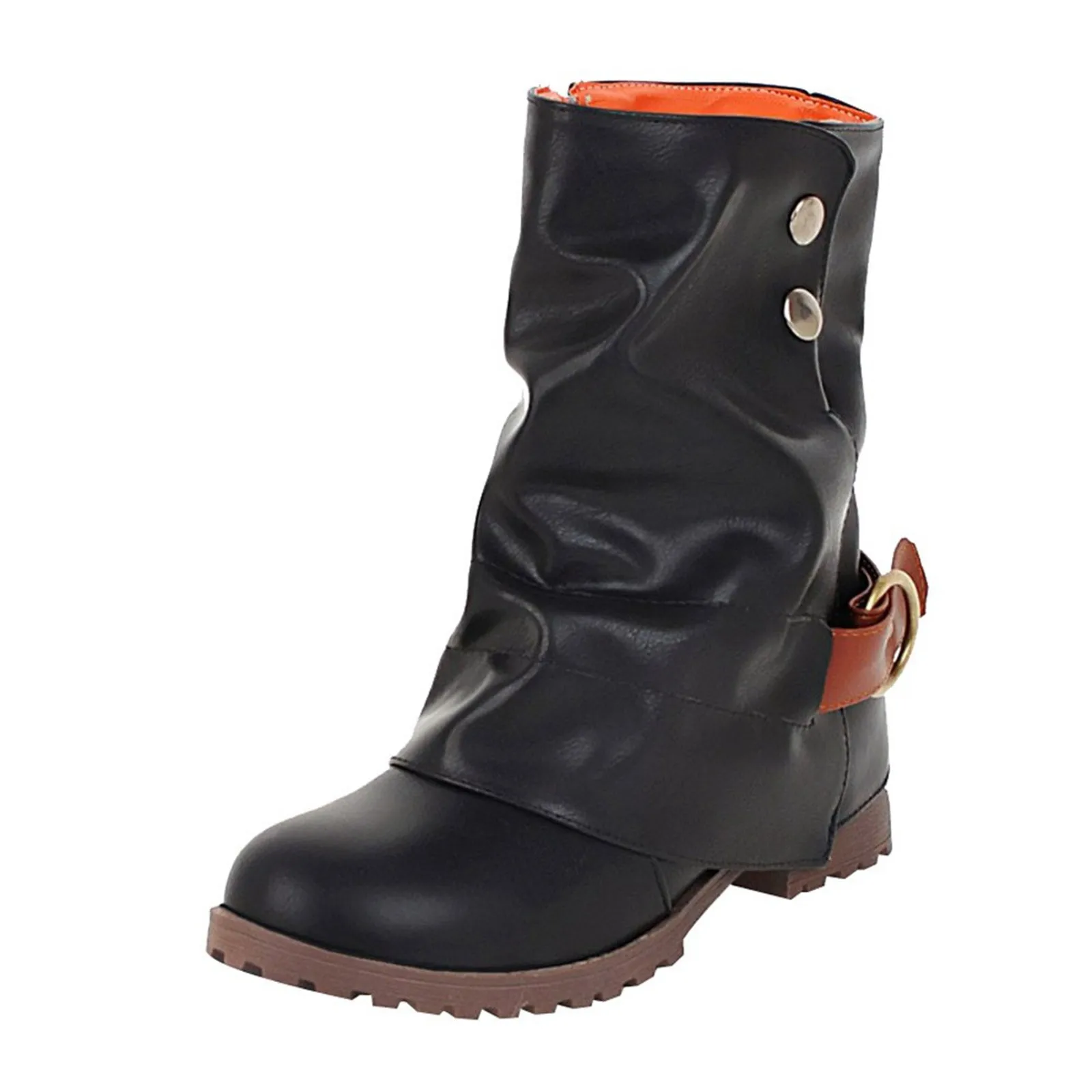 Женские ботильоны зимние полусапожки на низком каблуке женская повседневная