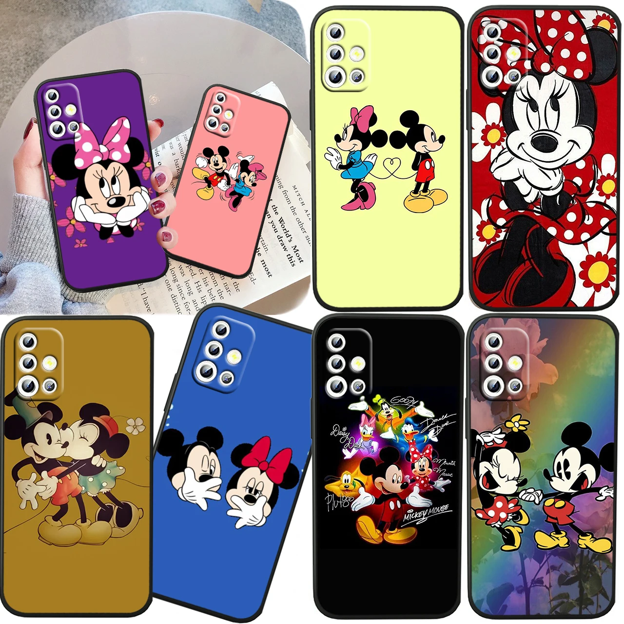

Cute Disney Mickey For Samsung A04S A81 A91 A71 A51 A41 A31 A12 A21S A01 4G 5G Silicone Soft Black Phone Case