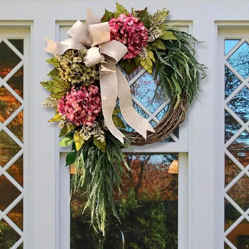 

Spring Wreath 15.75 Inches Hydrangea Wreaths Home Party Festival Wedding Decor For Indoor Outdoor Walls Doors Porches Fireplaces