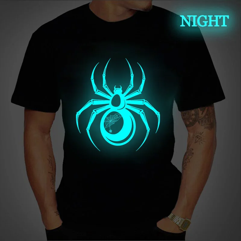 

Футболка мужская с принтом паука, уличная одежда в стиле Харадзюку, винтажные Топы в стиле хип-хоп, светящаяся футболка с коротким рукавом, на лето