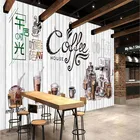 Европейский и американский ретро ручная роспись Кофейня деревянная доска фон настенная бумага 3D повседневные рестораны обои 3D