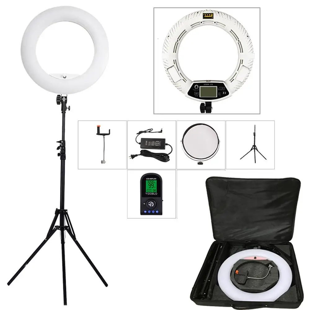 

Yidoblo White FE-480II 5500K Dimmable Camera Photo/Studio/Phone/Video 18" 96W 480 LED Ring Light LED Lamp+ 200cm Tripod +Bag Kit