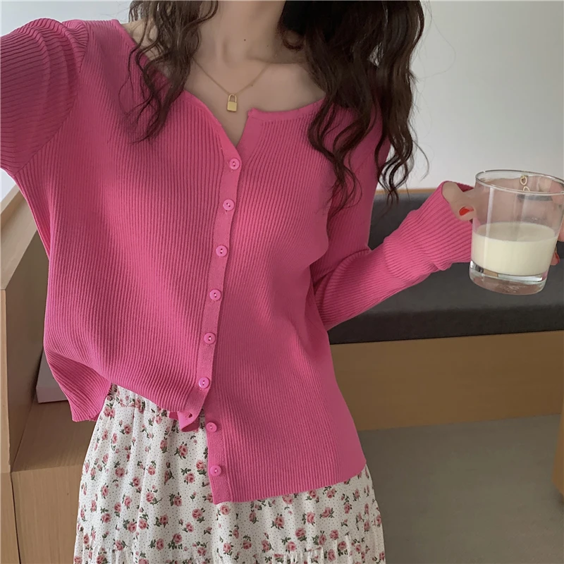 

A Jacket women's casual all-match cardigan buttoned round neck top short coat long sleeve autumn and winter