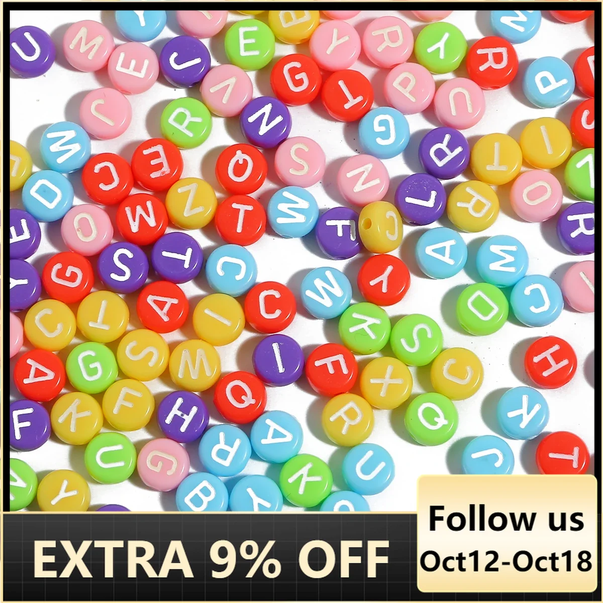 

50pcs Mixed Colorful Round Flat Acrylic Letter Beads Alphabet Digital Cube Loose Spacer Beads For Jewelry Making Diy Bracelet