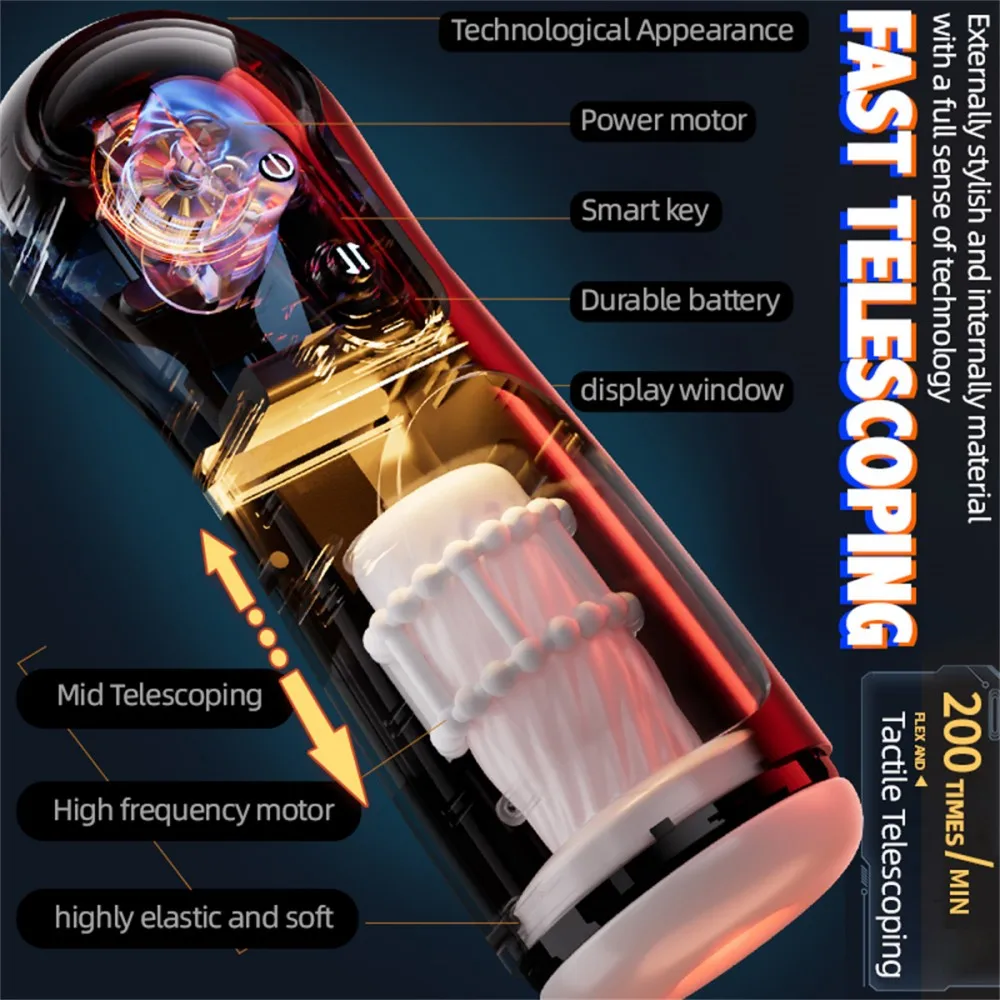 Чашка для мастурбации мужчин с электрическим телескопическим автоматическим