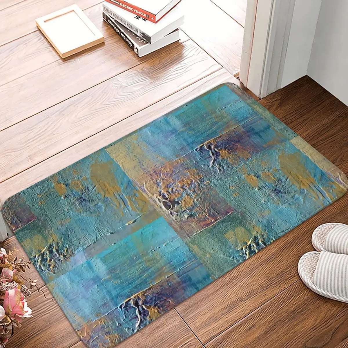 

Metallic Ocean Non-slip Doormat Living Room Mat Beach Vibes Bath Mat Hallway Carpet Welcome Rug Home Decorative