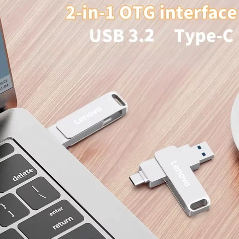 Lenovo 64TB 3.0 USB-накопитель Металлический высокоскоростной флэш-накопитель 16 ТБ 2 ТБ Водонепроницаемый USB-накопитель Type-C для компьютерных устройств