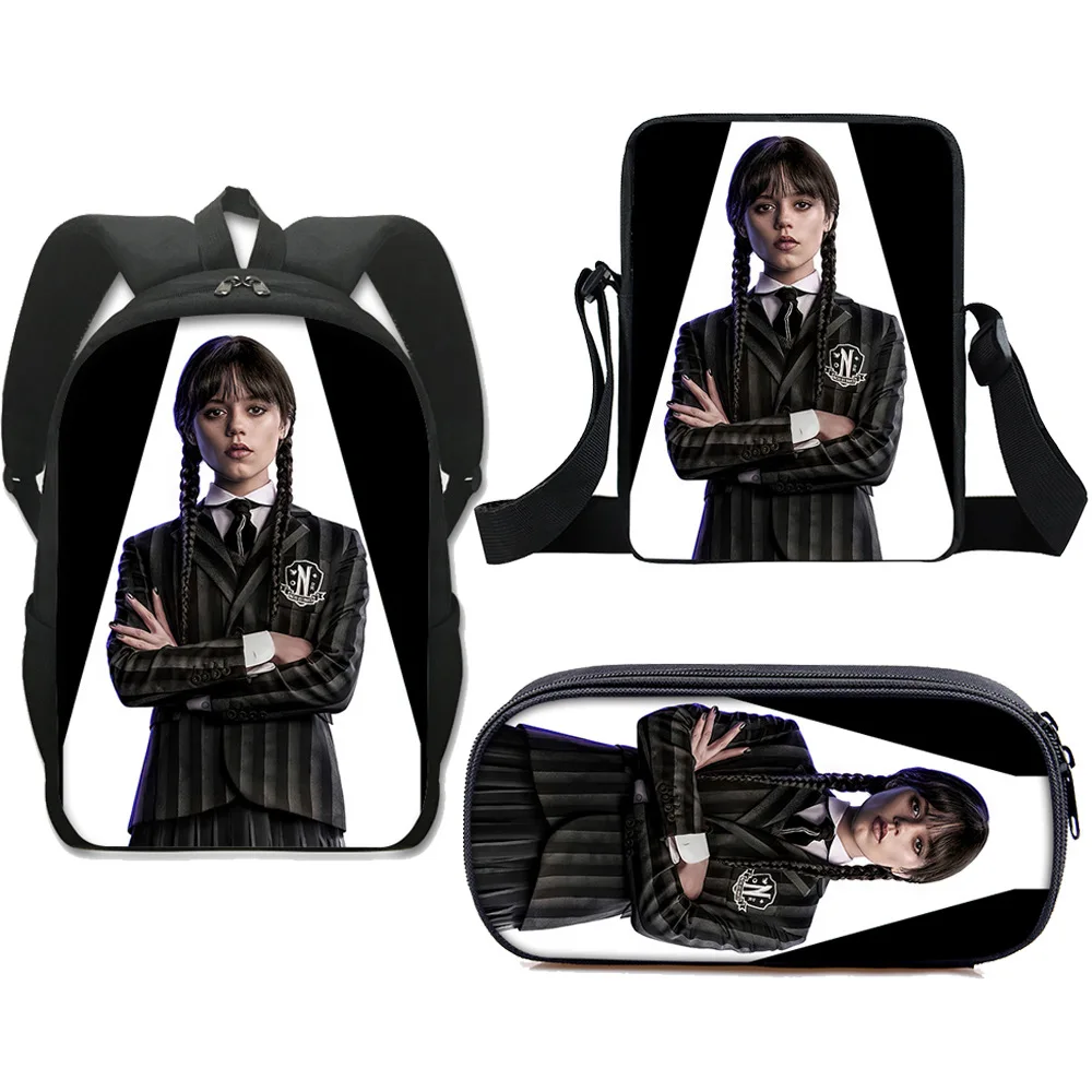 

Popular Youthful Wednesday addams 3D Print 3pcs/Set Student Travel bags Laptop Daypack Backpack Shoulder Bag Pencil Case