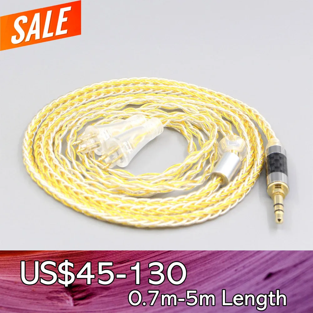 

LN007313 8 Core OCC Silver Gold Plated Braided Earphone Cable For FOSTEX TH900 MKII MK2 TH-909 TR-X00 TH-600 Headphone