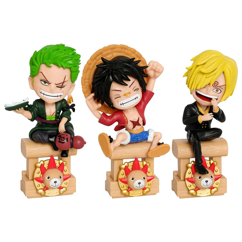 Kawaii Anime One Piece Луффи Ророноа Зоро Санджи с тысячей солнечных лодок ПВХ Фигурка