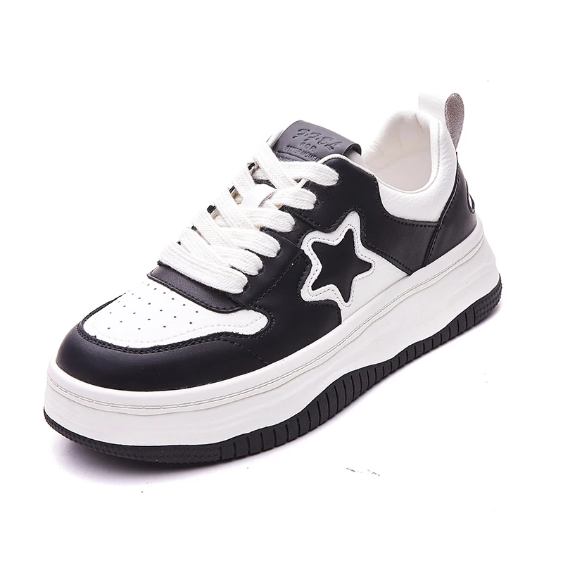 

Star Genuine Leather Small White Shoes 2023 New Versatile Korean Version Color-blocking Casual Board Shoes Athletic Woman