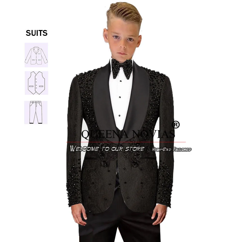 Жаккардовые костюмы для мальчиков элегантный жаккардовый пиджак с жемчужинами и