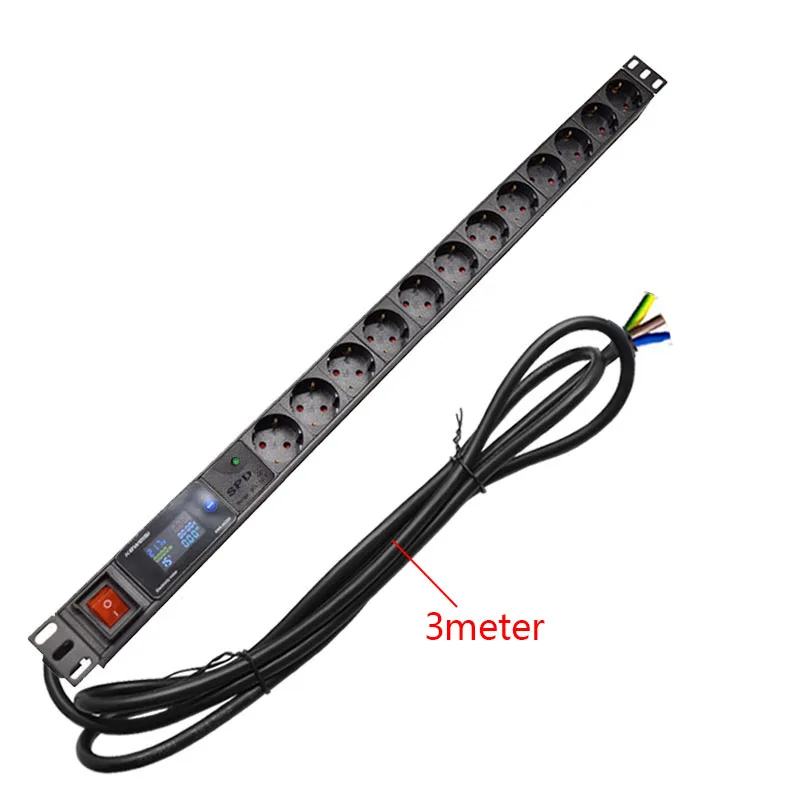 

Блок распределения удлинителя PDU, удлинитель Electrica, розетка европейского стандарта, цифровой вольтметр, амперметр, ваттметр, кабель 3 м