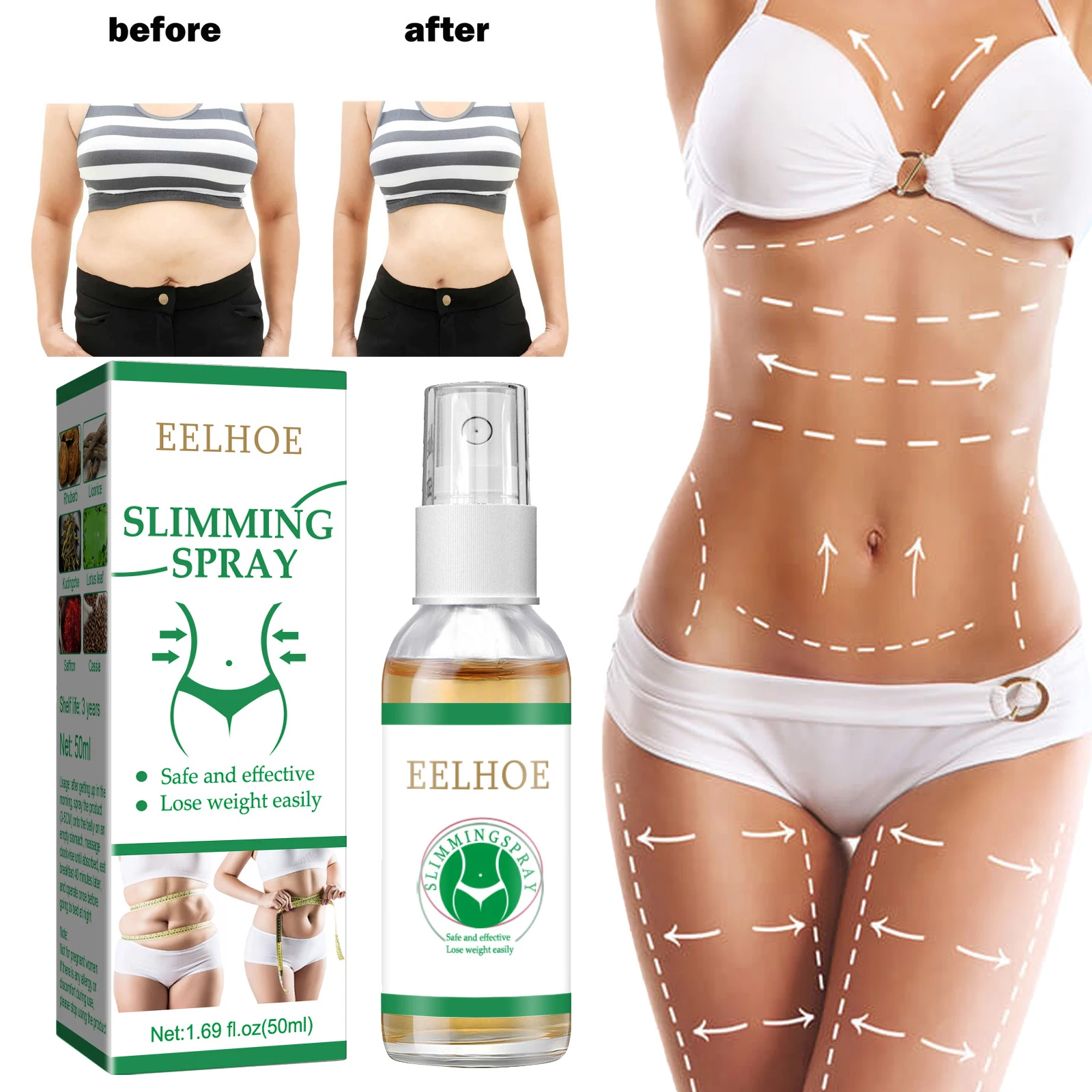 Slimming Spray Fat Burning Body Weight Loss Eliminate Cellulite Skin Elasticity Break Down Massage Improve Burner |