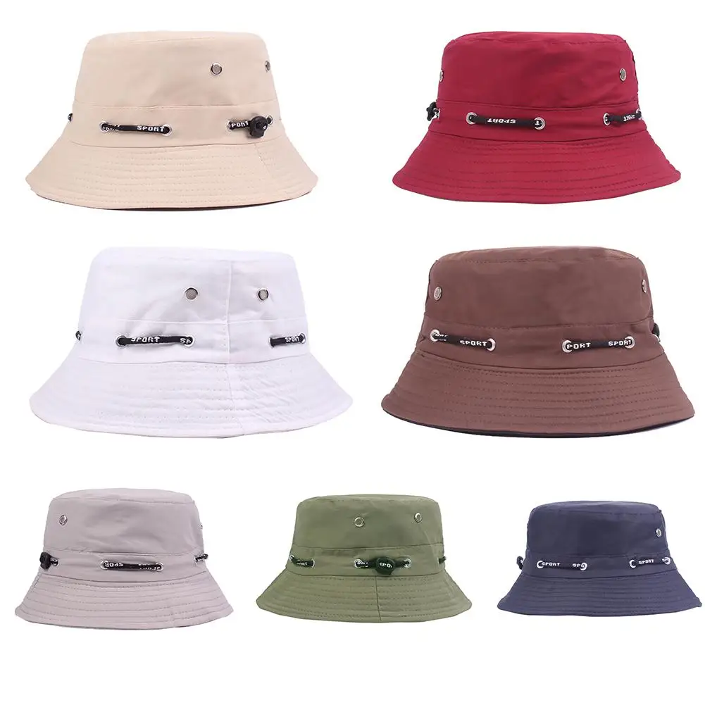 Cotton Cool Drawstring Design Sun Cap Polyester Fisherman Cap Flexible Birthday Gift