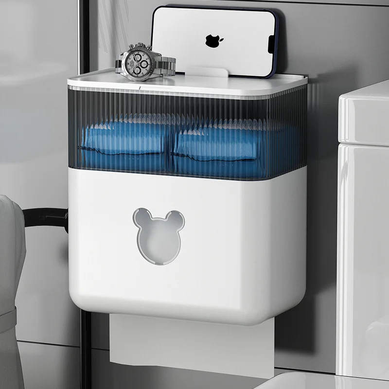 

Wall-mounted punch-free toilet tissue box rack drawer paper box waterproof car tissue box sun visor seat back tissue bag