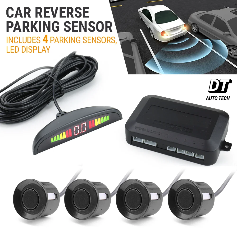 Купи Car Parktronic LED Parking Sensor With 4 Sensors Reverse Backup Car Parking Radar Monitor Detector System Backlight Display за 709 рублей в магазине AliExpress