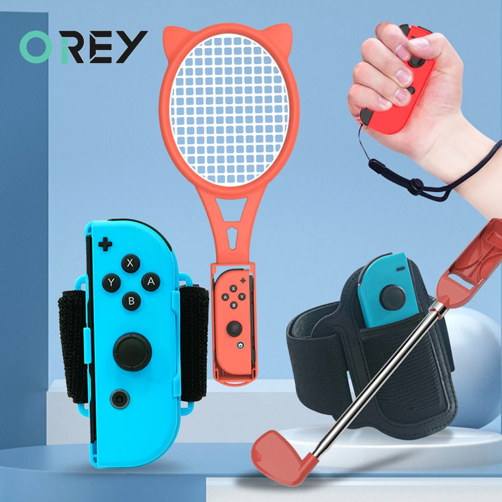 

Набор спортивных аксессуаров для Nintendo Switch OLED, комплект спортивной игры Joycon с контроллером, ремнями, ракетка для танца на запястье