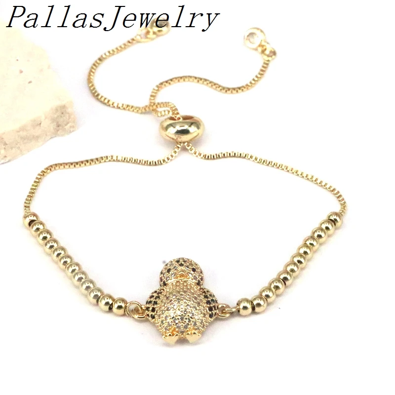 

5Pcs Fashion Gold Plated Cz Micro Pave Cute Penguin Connector Bracelet High Quality Copper Ball Chain Bracelet Jewelry For Girl